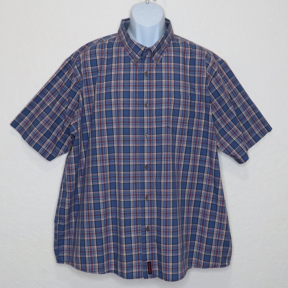 Wrangler* Men's Short Sleeve Button Down Curved Hem Chest Pocket Shirt~ Size XXL